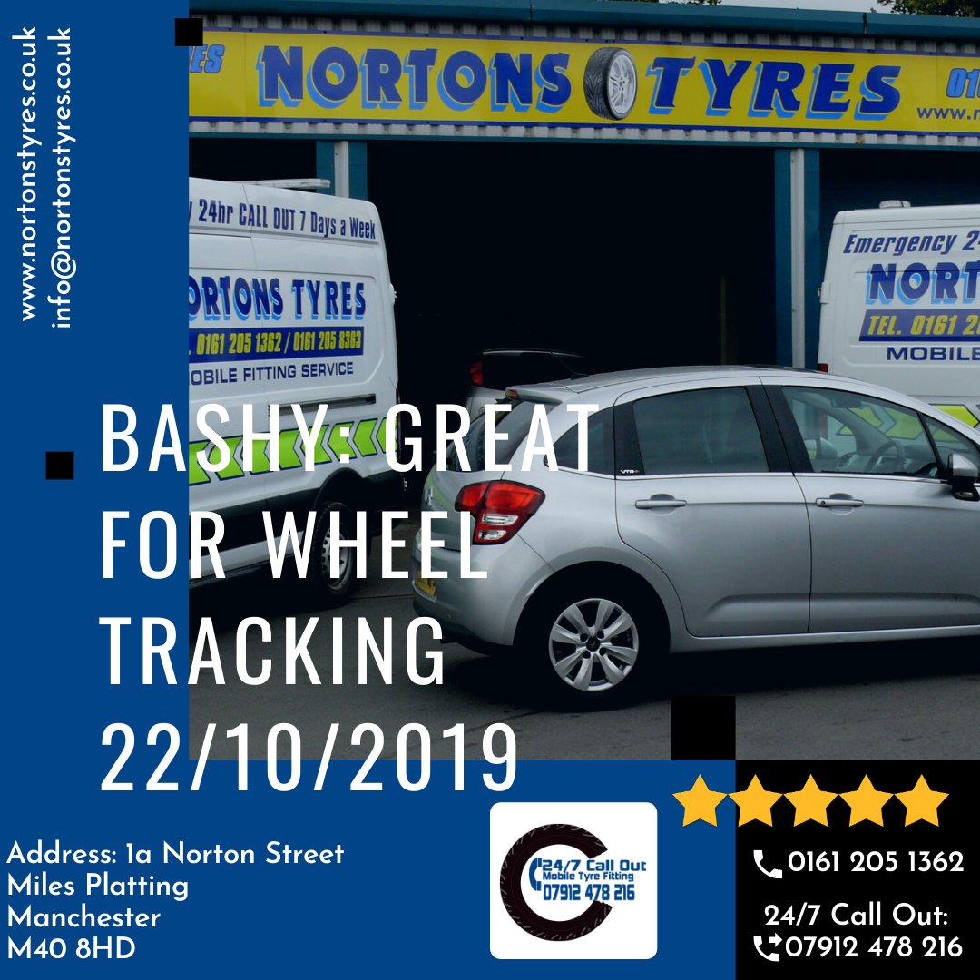 nortonstyres's tweet image. Bashy: Great for wheel tracking 22/10/2019 nortonstyres.co.uk info@nortonstyres.co.uk 24hr mobile tyre fitting call out 07912 478216 or day 0161 205 1362 #tyres #manchester #24/7 #mobilefitting #24hrs #24hours #tyrefitting