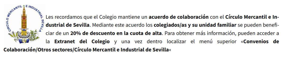Acuerdo de colaboración con el Círculo Mercantil e Industrial de Sevilla