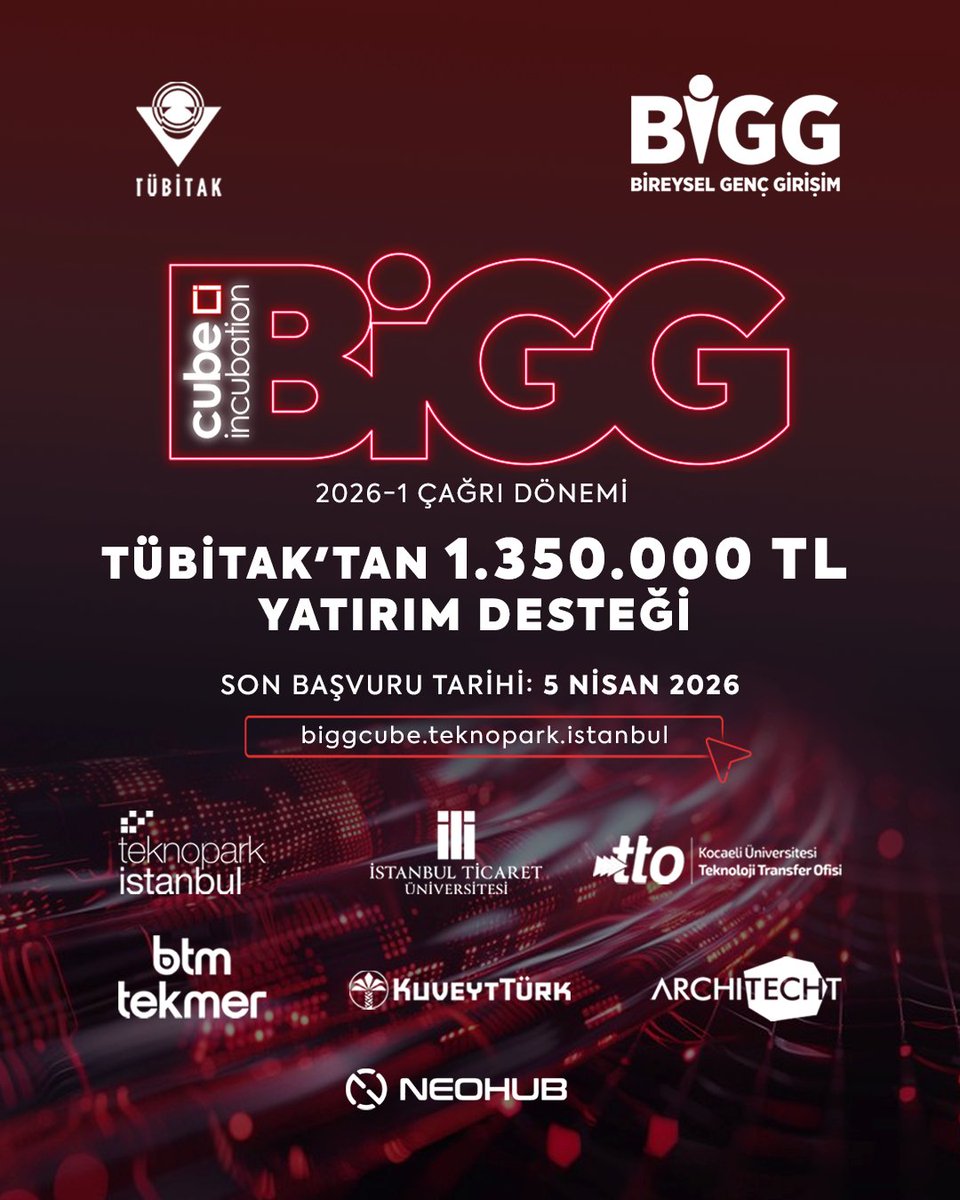 baskentkym's tweet photo. BİGG Cube Incubation Programı’nın 2026-1 çağrı dönemi için başvuruları devam ediyor🚀

🔗 Programa Kayıt için: https://t.co/7sW4J0kmvG

Son Başvuru Tarihi: 5 Nisan 2026

Detaylar açıklama kısmında. https://t.co/GpwwHLmA6Y