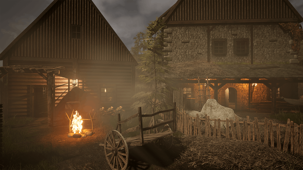 DexsoftGames's tweet photo. Fog lingers through village as firelight dances🔥Medieval Village is  game-ready environment, built with Unreal Engine.  Featuring 300+ meshes, a village level, advanced landscape and atmospheric effects.   

Explore it today only on @fab 🔗 https://t.co/jhc4NSs1zI https://t.co/avtbuZJYup
