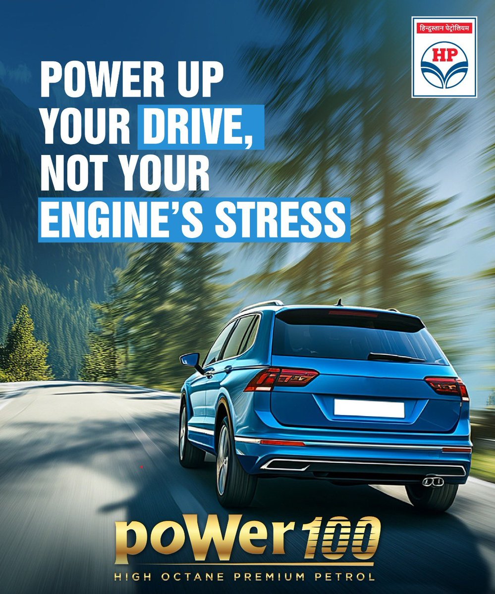 HPCL_Mumbai's tweet photo. Enjoy faster acceleration, better mileage, and reduced engine knocking — so your drive feels powerful and smooth.
Choose poWer100 and feel the difference in every mile.
#HPCL #poWer100 #HighOctaneFuel https://t.co/aWVp4FybYA