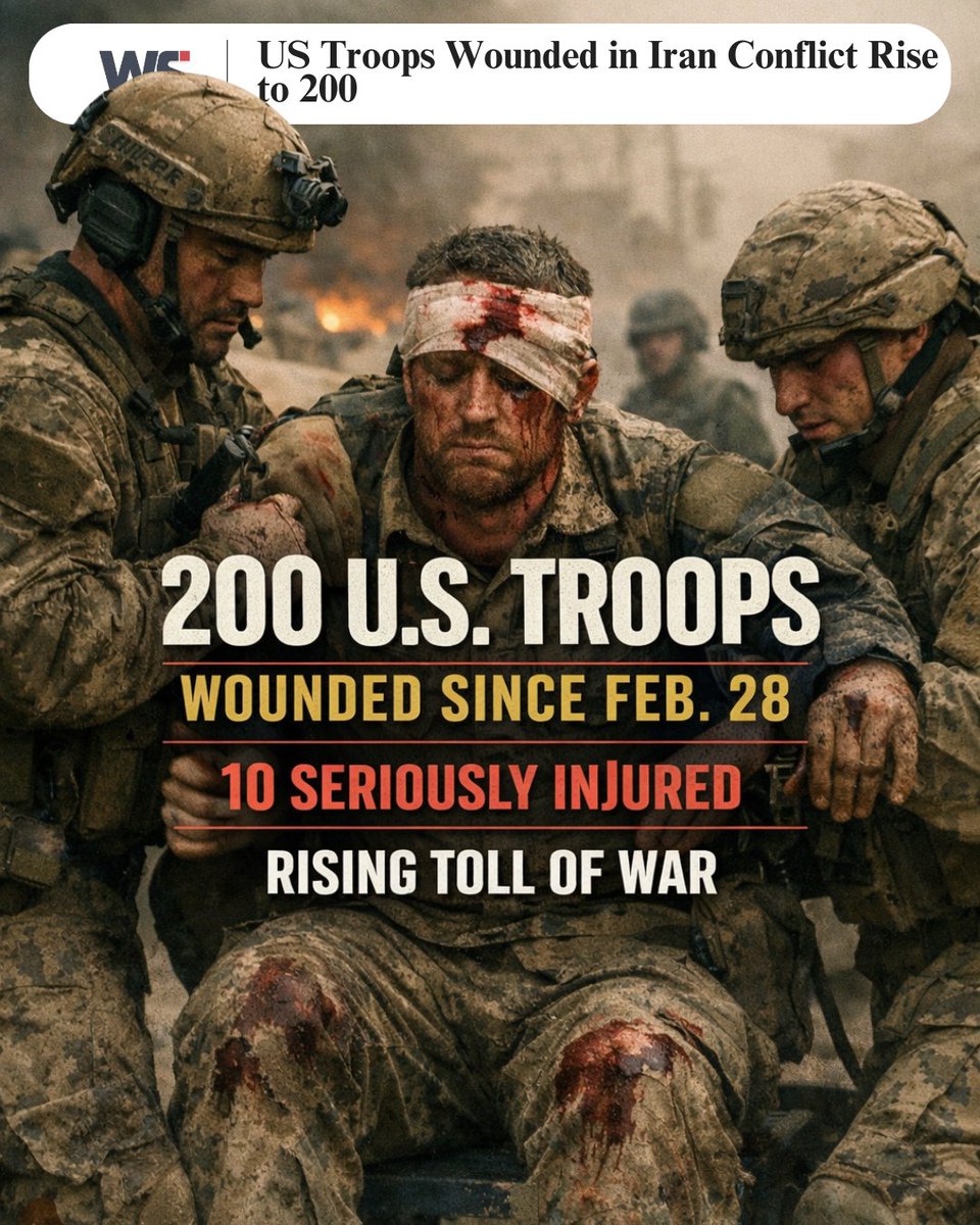 WorldSignalHQ's tweet image. Pentagon: US troops wounded in Iran war now at 200—up from 140 last week. Ten seriously injured. 13 dead. Seven countries hit. The human cost keeps rising. 🇺🇸💔 #WorldSignal #USMilitary #IranWar #Casualties #Pentagon
