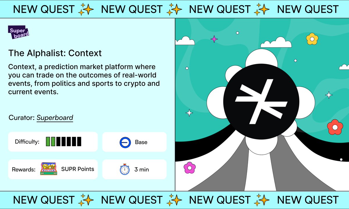 Superboard_'s tweet photo. Meet @context, an AI-native prediction market.

Trade on real-world outcomes across politics, sports, crypto, and more, or let your agent do it for you with Context V2’s agent stack.

Explore → https://t.co/28JdKYVTXX https://t.co/Y5KYTh61iF