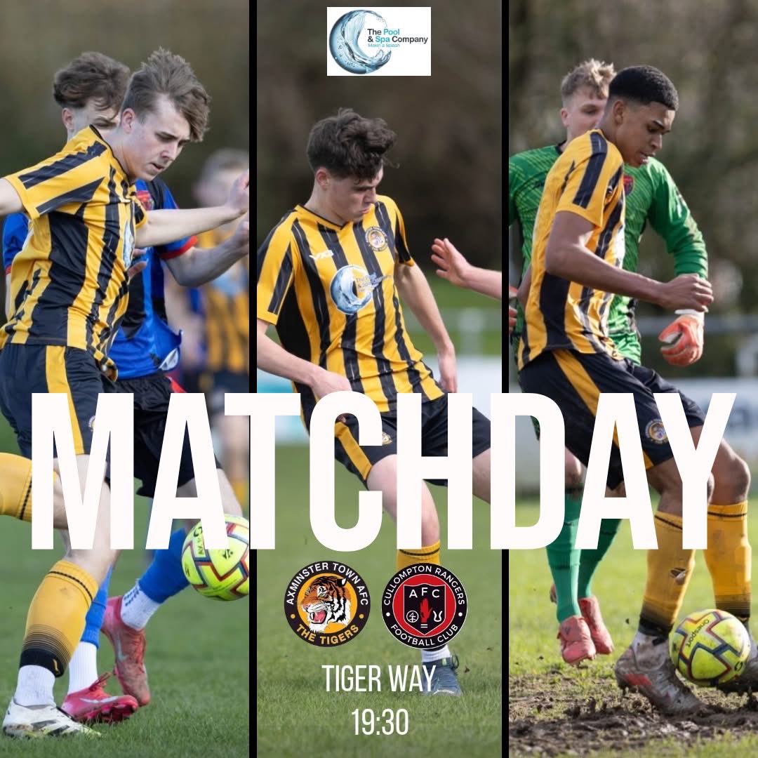 🌟Matchday!🌟
Our First Team is playing at Tiger Way this evening vs <a href="/CullyRangers_FC/">Cullompton Rangers FC</a>.  Come down and support our young Tigers and help create a great atmosphere from the sidelines! 🙌 Good luck, lads. 🧡
📆 17th Mar
🕛 KO 19:30
🚗 EX13 5HN
#Tigers 🐅#Axminster 🧡 #COYTigers! ⚽️