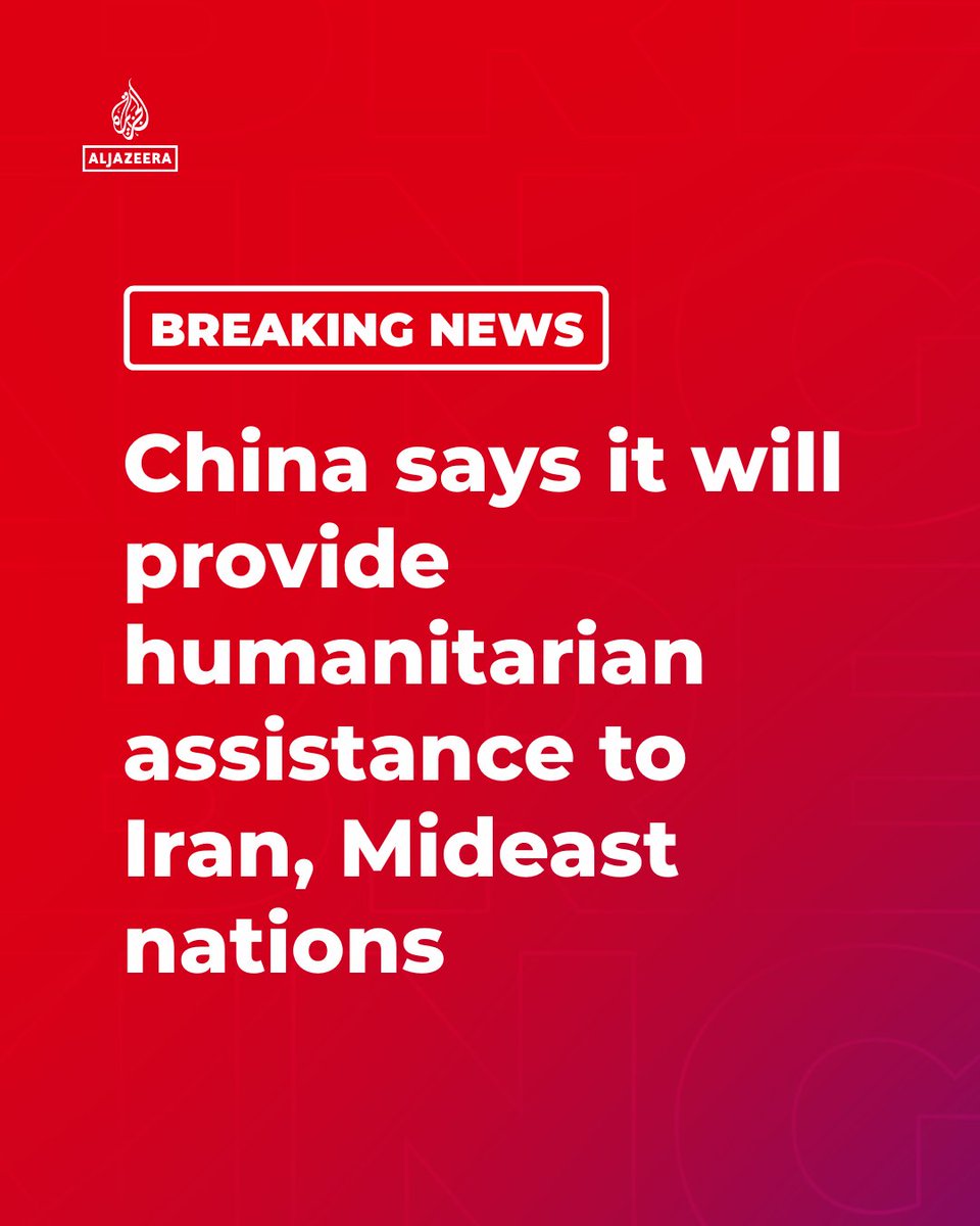 BREAKING: China says it will send emergency aid to Iran, Jordan, Lebanon and Iraq amid US–Israeli strikes in the region to ease the humanitarian plight of civilians, Foreign Ministry spokesperson Lin Jian announced at a press conference.