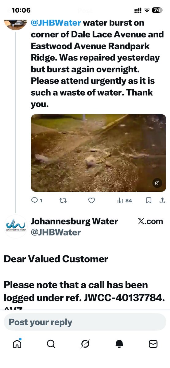 BurnellMichael's tweet photo. @JHBWater Good Morning. Any further updates. Nobody has arrived on site https://t.co/ydg3dgO6d1