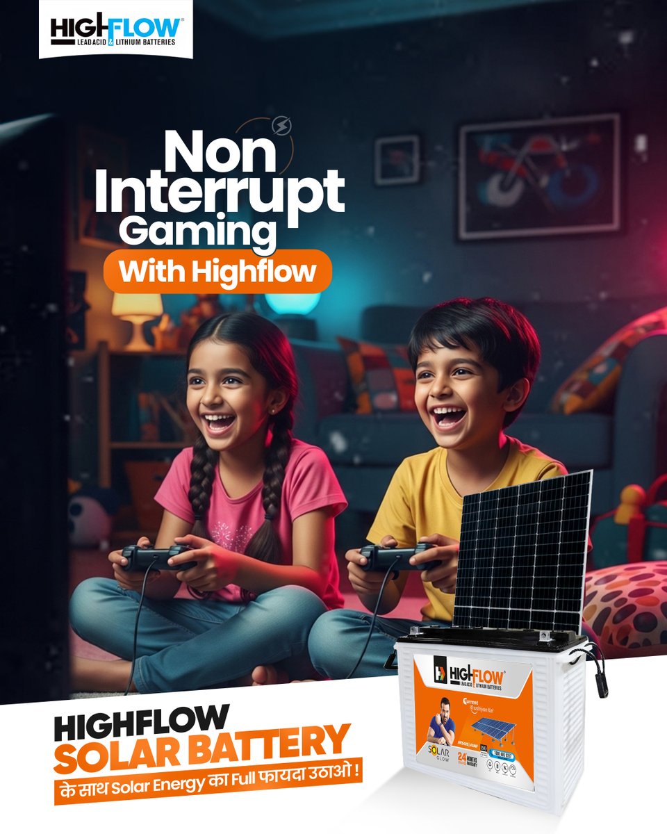 Highflow_'s tweet photo. Non-stop Gaming. Non-stop Sleeping. Non-stop Thrills.  Get the power of Highflow Solar Battery and enjoy life without interruptions! 

📞 Call Now: 1800 889 0357 | 90054 44000

#Highflow #SolarEnergy #PowerBackup #Inverter #CleanEnergy #SustainableLiving #NonStopPower https://t.co/Zx0zZoH8VT