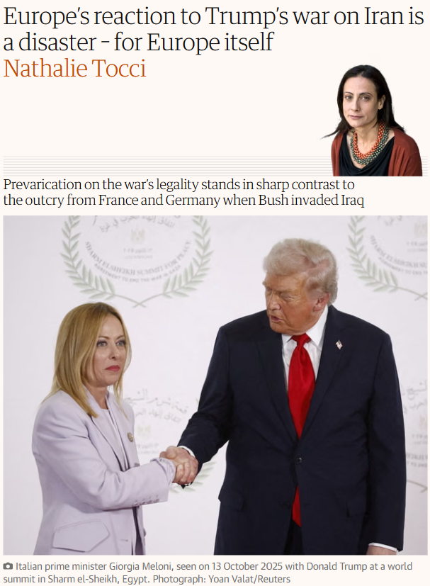 "If #EU abandons its principles and laws externally, rather than working to reassert them alongside other middle powers, it will not emerge as global player but will instead be pushed and pulled by predatory powers"

- <a href="/NathalieTocci/">Nathalie Tocci</a> 👇

theguardian.com/commentisfree/…