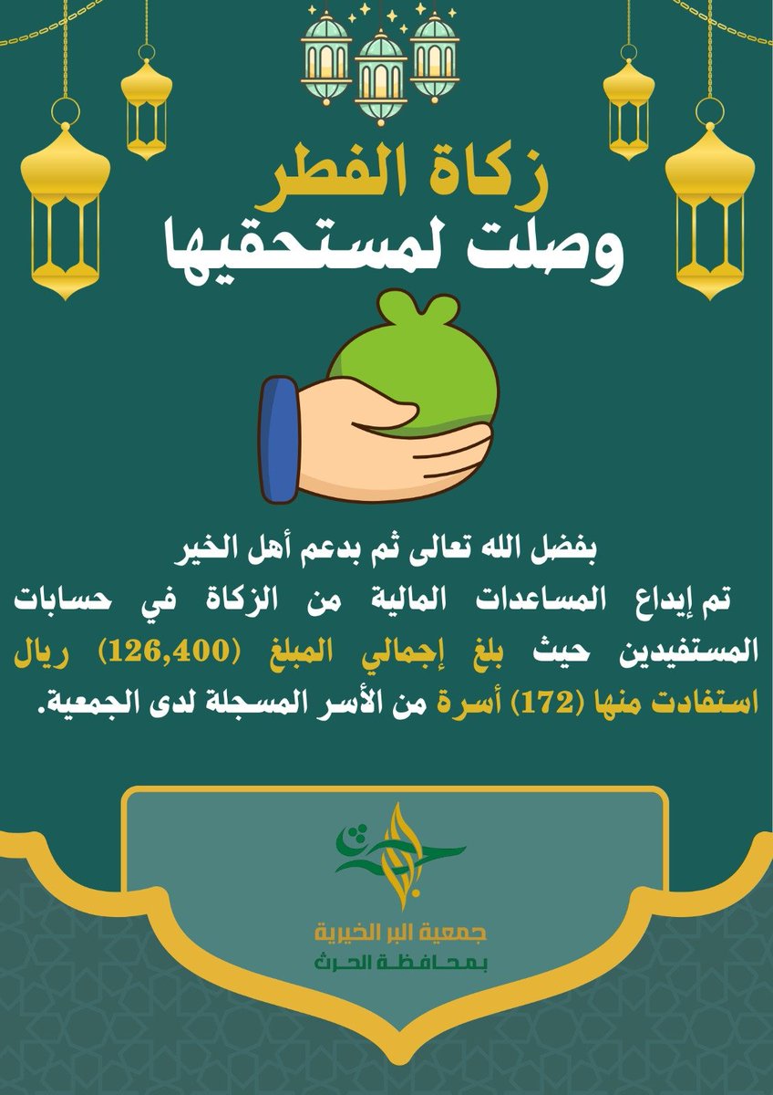 جمعية البر الخيرية بمحافظة الحُرّثْ(حَرّثَكُمْ) tweet media