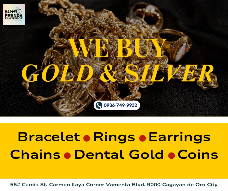 goldsilvercdo's tweet photo. Need fast cash? 💸 We buy ALL gold &amp; silver—broken, dental, coins, and more
visit us now or call us!

📞 𝟎𝟗𝟑𝟔-𝟕𝟒𝟗-𝟗𝟗𝟑𝟐
📍 𝐂𝐚𝐫𝐦𝐞𝐧 𝐈𝐥𝐚𝐲𝐚, 𝐂𝐃𝐎

#Happyprenda #webuygold #webuysilver #goldscrap https://t.co/c4Wvmx6KHB