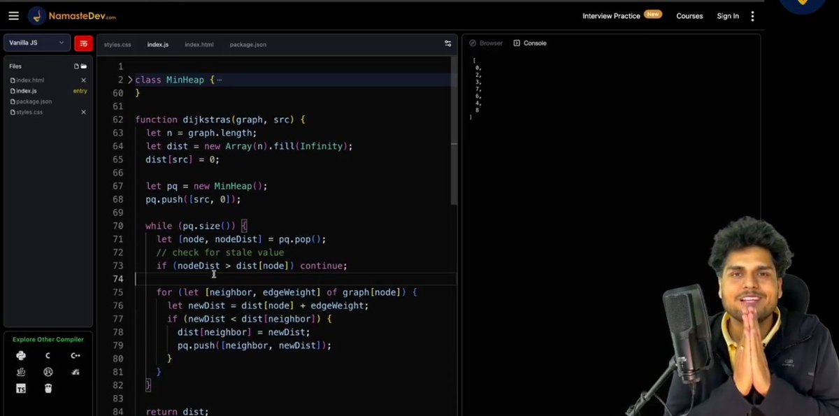 Zaryab_005's tweet image. Day 158 of DSA

Solved Dijkstra’s Algorithm today.
Felt very easy once you understand heaps (priority queue).

Graph problems getting more intuitive day by day ⚡

#DSA #Algorithms #100DaysOfCode