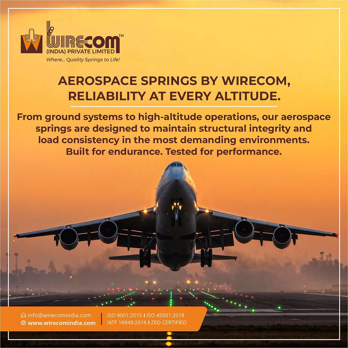 WirecomIndia's tweet photo. Our precision-engineered springs maintain structural integrity, load consistency, and durability even in the most demanding aerospace environments. 

#aerospacesprings #precisionengineering #aviationengineering #highperformanceengineering #aerospacecomponents #spring #wirecom https://t.co/10KOHaKgmh