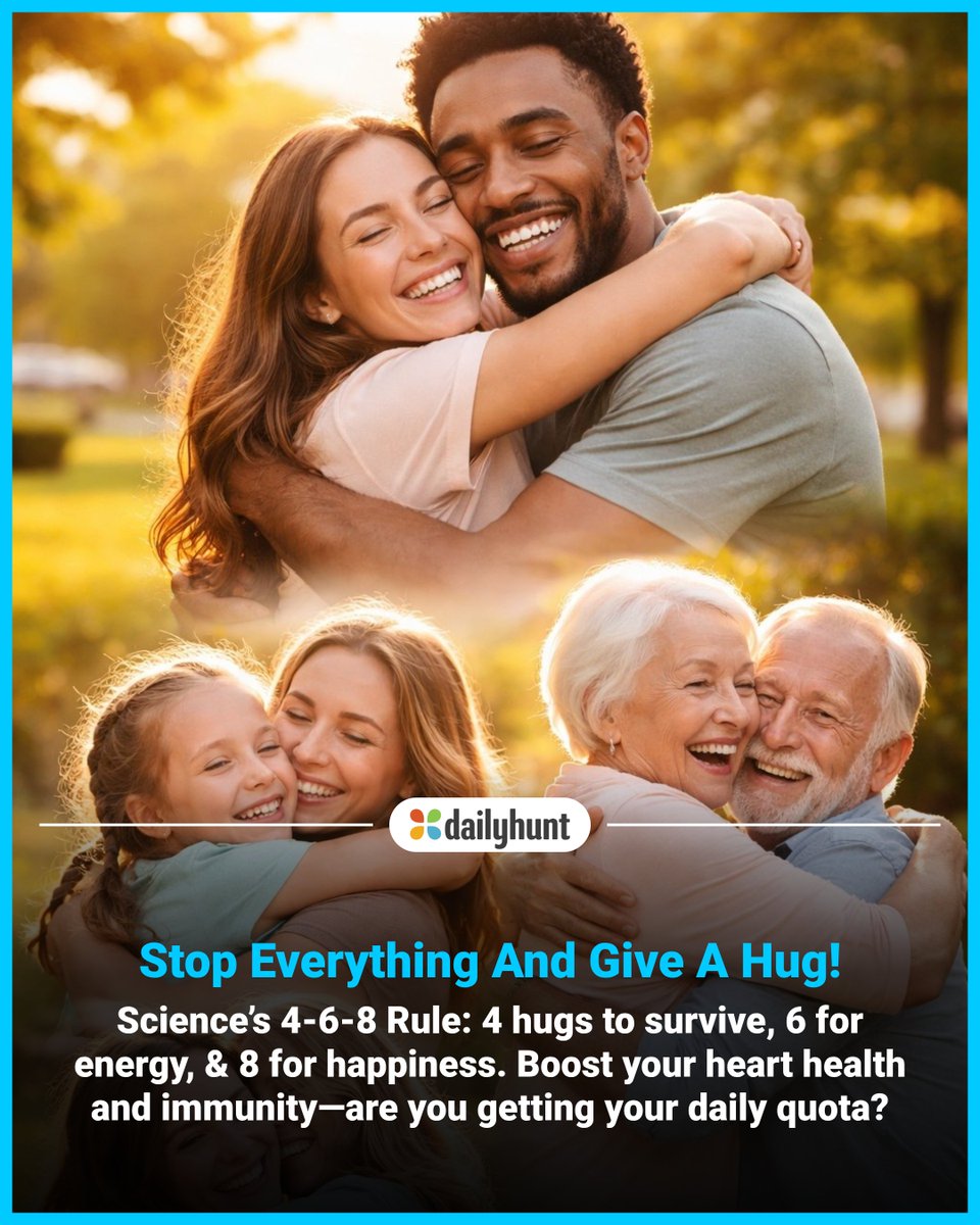 DailyhuntApp's tweet image. A simple hug each day can lift your mood, strengthen resilience, and improve emotional and physical well-being!
📸 Credit: AI

Read more from The Tribune and other top sources here: 
dhunt.in/13KZdz?partner…

#hugs #health #news #trending #offbeat