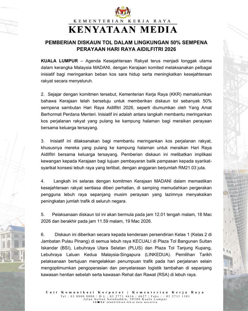 Kementerian Kerja Raya Malaysia tweet media