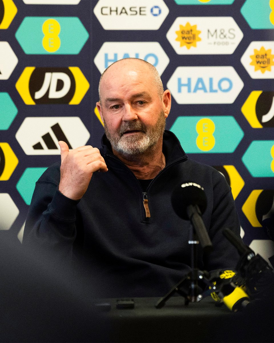 ScotlandNT's tweet photo. A press conference with a twist 🎙️

Steve Clarke named his latest Scotland squad at Kirklandneuk Primary School's Extra Time programme yesterday, taking questions from some of the young participants and watching their session.