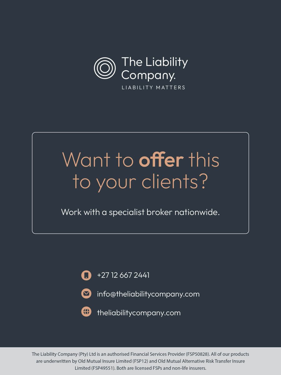 theliabilityco's tweet image. Partner with The Liability Company to provide brokers with bespoke PI solutions that allow professionals to lead with confidence.

👉 Connect with us today: theliabilitycompany.com

#ProfessionalIndemnity #PIInsurance #LiabilityInsurance