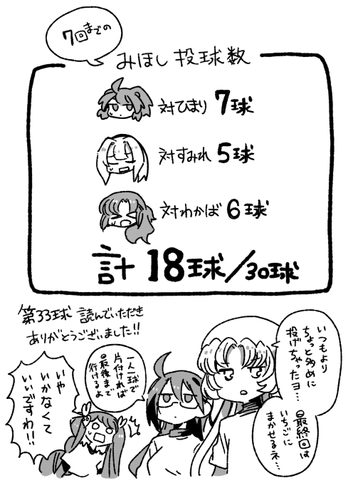 第33球読んでいただきありがとうございました! 第34球明日3/18(水)7:00に更新します。よろしくお願いします。 