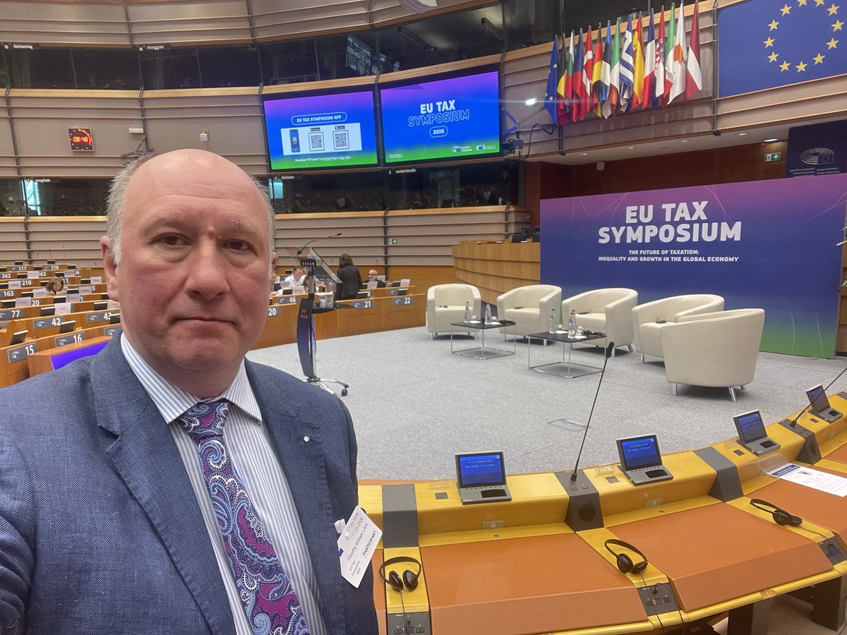 TimLawTax's tweet photo. Day 2 of the EU Tax Symposium is underway with a panel moderated by Pascal Saint-Amans on taxation of the digital economy - where do we go from here with Pillar 1 stuck in the sand? #TaxMix2050 #EU #digitaltax #fairtax https://t.co/bL4iBzEQqi