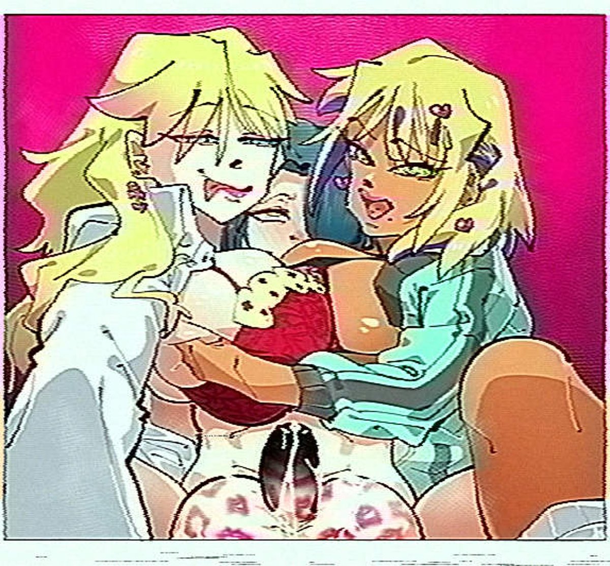 元はチェキ風のイラストなんだけどVHS加工する事でいかがわしいビデオのワンシーンっぽくなったぜ 