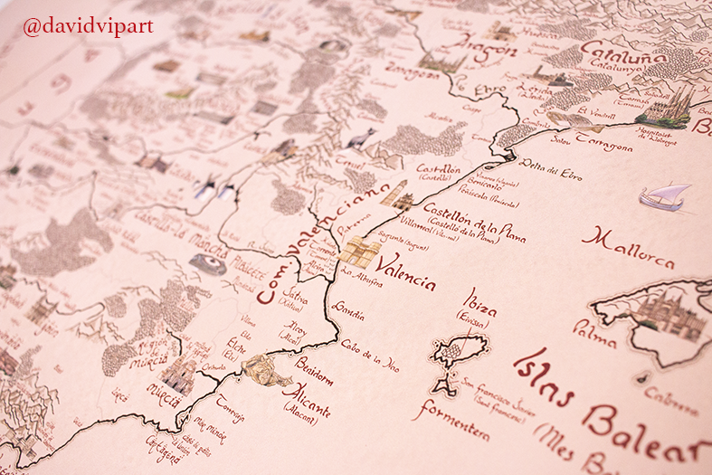 davidvipart's tweet photo. 📌 Si usas chinchetas para marcar qué lugares has visitado en este mapa de España estilo 'El Señor de los Anillos' debe ser bajo tu propia responsabilidad 😅 Comparte sentido común hobbit https://t.co/28n1uleOqF
