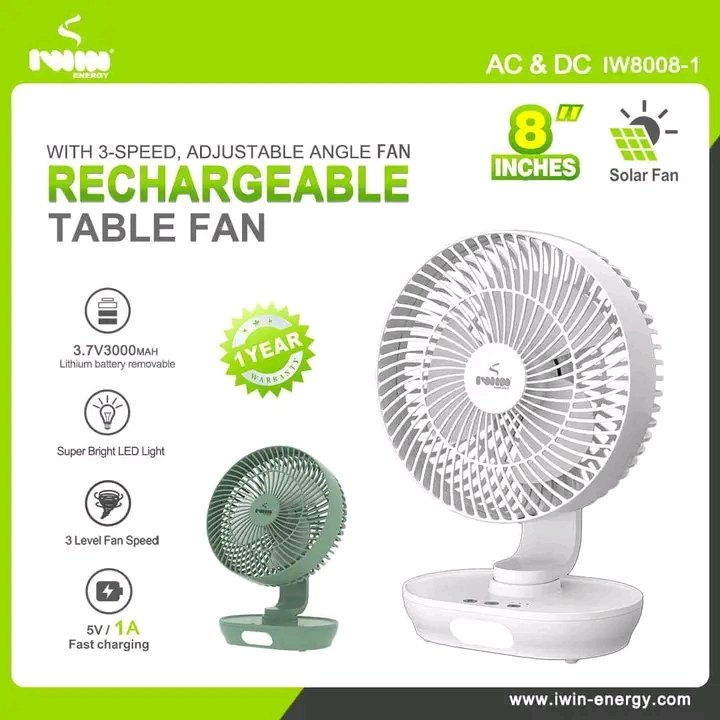 Hicom_Techcom's tweet photo. Eco S iwin rechargeable desktop fan 
150⁰ adjustable swing 
Super bright LED light 
3 speed transmission 
Model: IW8008 https://t.co/lkGzjIlk6H