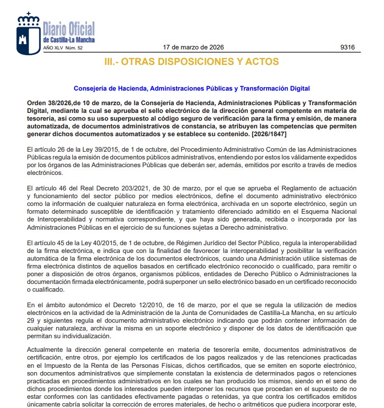 jaruiz45's tweet photo. 💳 El #Gobierno de #CastillaLaMancha certificará en solo tres minutos las #solicitudes de la #ciudadanía en materia de #Tesorería
👉 El #DOCM publica hoy la orden de la Consejería de Hacienda, Administraciones Públicas y Transformación Digital.
ℹ️
https://t.co/DpgMuPDNLB https://t.co/FjV5Pe5OJw