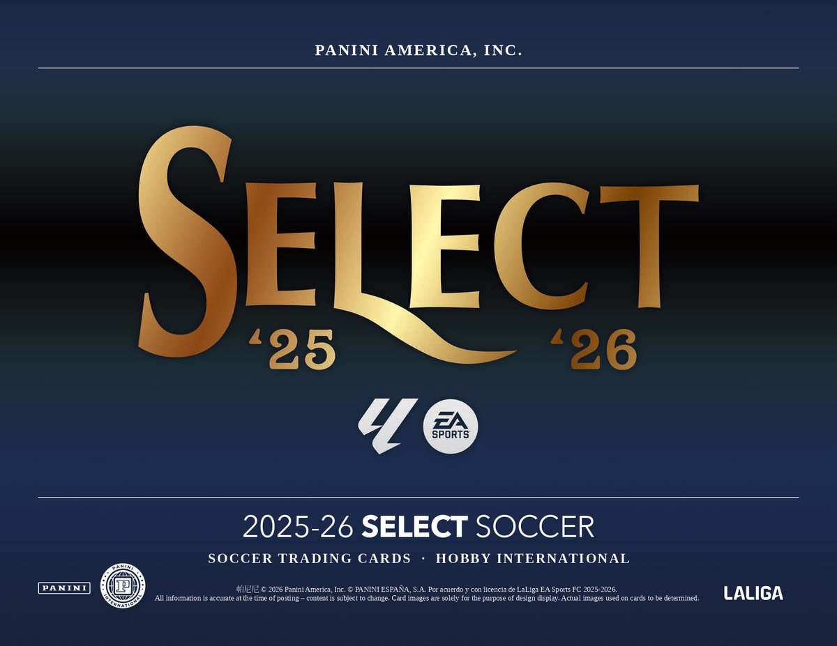 MintHeadquarter's tweet photo. 【製品情報】
2026年4月16日 発売予定
⚽ 2025-26 PANINI SELECT LALIGA SOCCER HOBBY INTERNATIONAL 
https://t.co/vsREe7InFb 

パニーニ社から人気ブランド「セレクト」のラ・リーガ公式2025-26シーズンサッカーカードが新登場！

#トレカ発売情報 https://t.co/mve471DosM