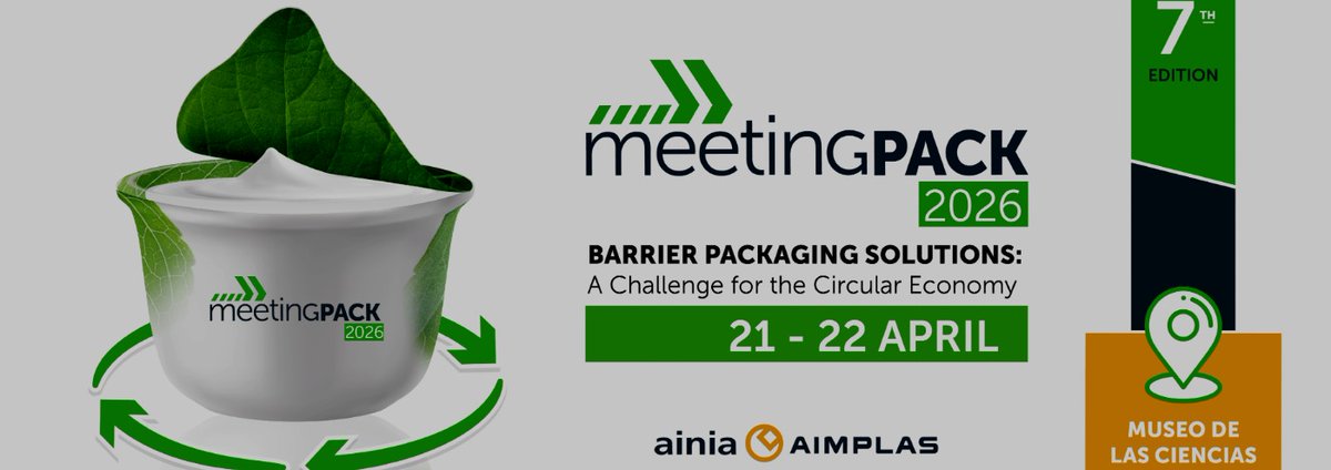 Hispackbcn's tweet photo. 📦Asegura tu plaza en la 7ª edición de #MeetingPack

Un evento organizado por @aimplas y @ainiatecnologia, con +250 profesionales y 30 expertos internacionales encargados de analizar las últimas tendencias en envase barrera sostenible y economía circular.
https://t.co/Hp1kUhBETe https://t.co/jcgCTmasQ7