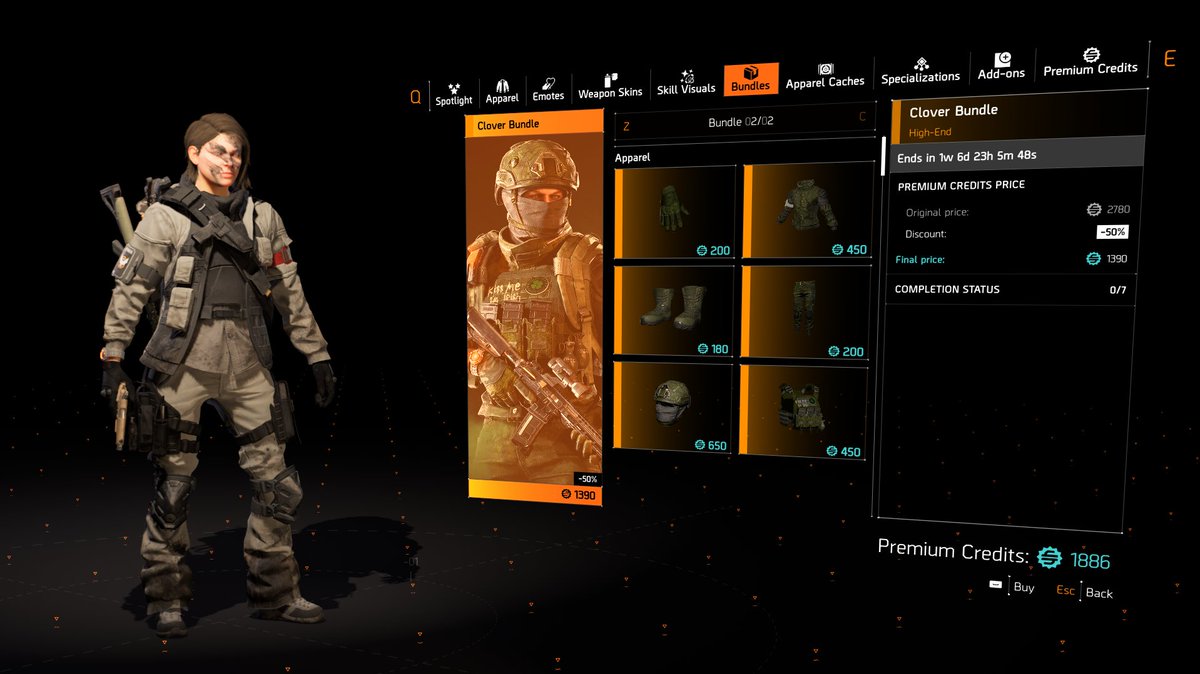 MaxisBnd's tweet image. 17.03 (day/month) #division2 shop update 
New Clover Bundle avaible to purchase 1390 
Year 5 Collection in show