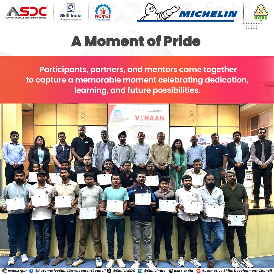 SkillsASDC's tweet image. Empowering future mobility professionals 
Learners, mentors &amp;amp; industry leaders came together to celebrate skills, certifications &amp;amp; new career opportunities in the evolving automotive &amp;amp; EV space.

#SkillDevelopment #FutureOfMobility #EVSkills #ASDC #MichelinIndia