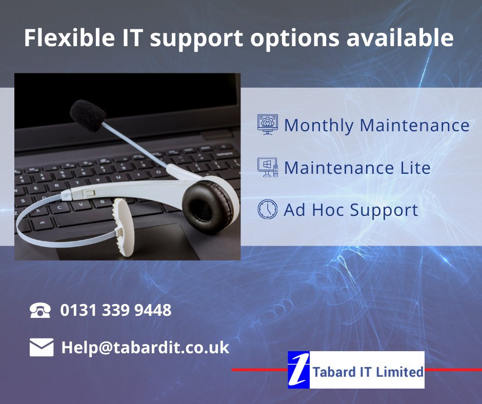 TabardITLtd's tweet photo. Looking for IT support that fits the way you work?

We offer three flexible options:

🔹Monthly Maintenance Agreement – full remote and as needed on‑site support

🔹Maintenance Lite – a low‑cost monthly option per device

🔹Ad Hoc Support –  pay as you go with hourly support https://t.co/vCsOZibu0F