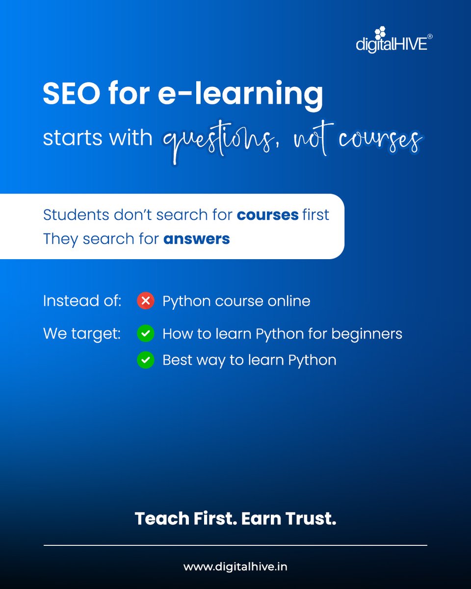 digitalhive923's tweet photo. Your course isn’t failing.
Your SEO strategy is 
Here’s what actually works.  
#ELearningSEO
#EducationalSEO #ContentMarketing 
#seo #searchengineoptimization https://t.co/ppMCwwue6S