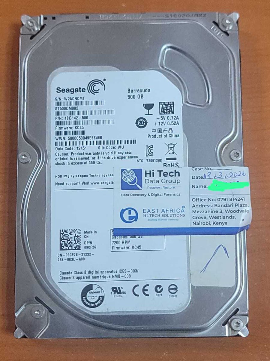 DataRecovery254's tweet photo. Successful Data Recovery On a Seagate HDD

✅ Disk Type: Seagate HDD
✅ Cause of damage: Weak heads &amp; Firmware Issue
✅ Solution: Firmware Repair &amp; Single Sector imaging
✅ Results: Company Data Successfully Recovered

Call +254791814241

#datarecoverynairobi #datarecoverykenya https://t.co/03WEJJUT05