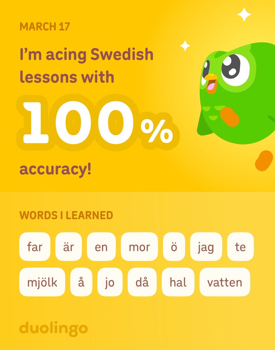 The619Master29's tweet photo. I’m learning Swedish on Duolingo! It’s free, fun, and effective. https://t.co/QmJYKNO5bn