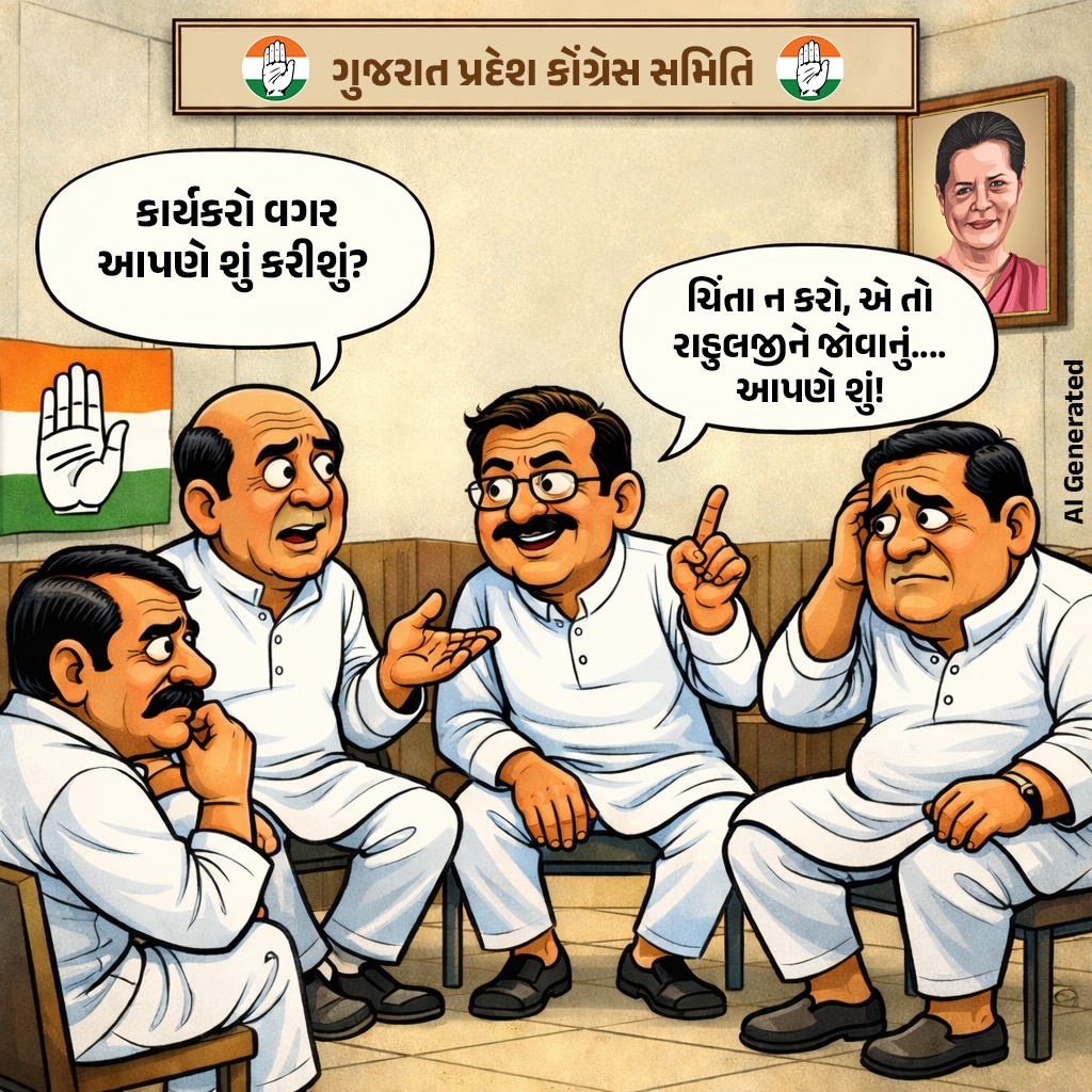 ગુજરાત કોંગ્રેસની હાલત 

ફેઈલ નેતૃત્વના સહારે ઉભેલા નકલી બબ્બર શેર 🤣