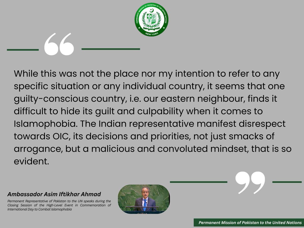 Asim Iftikhar Ahmad, PR of Pakistan to the UN tweet media