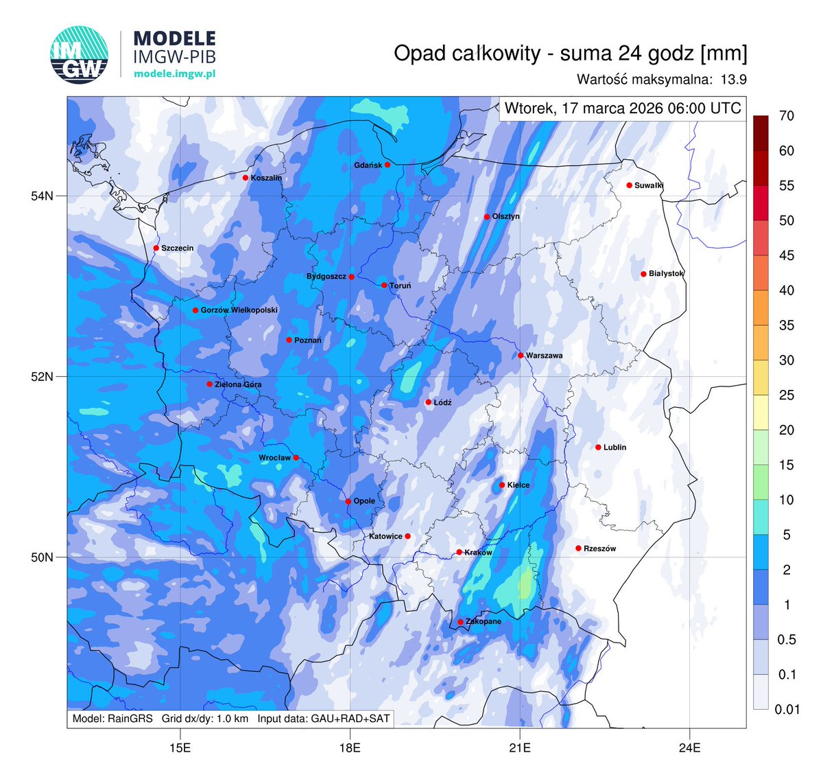 Za nami chłodna noc z temp min rzędu 1- 2°C. Od rana jest niemal bezchmurne niebo, choć na S i E jest więcej chmur, które z biegiem dnia za sprawą wyżu powinny zaniknąć. Bez opadu, ale minionej doby wystąpiły opady o łącznej sumie rzędu 2- 5 mm. Temp max wyniesie 9- 10°C 😁