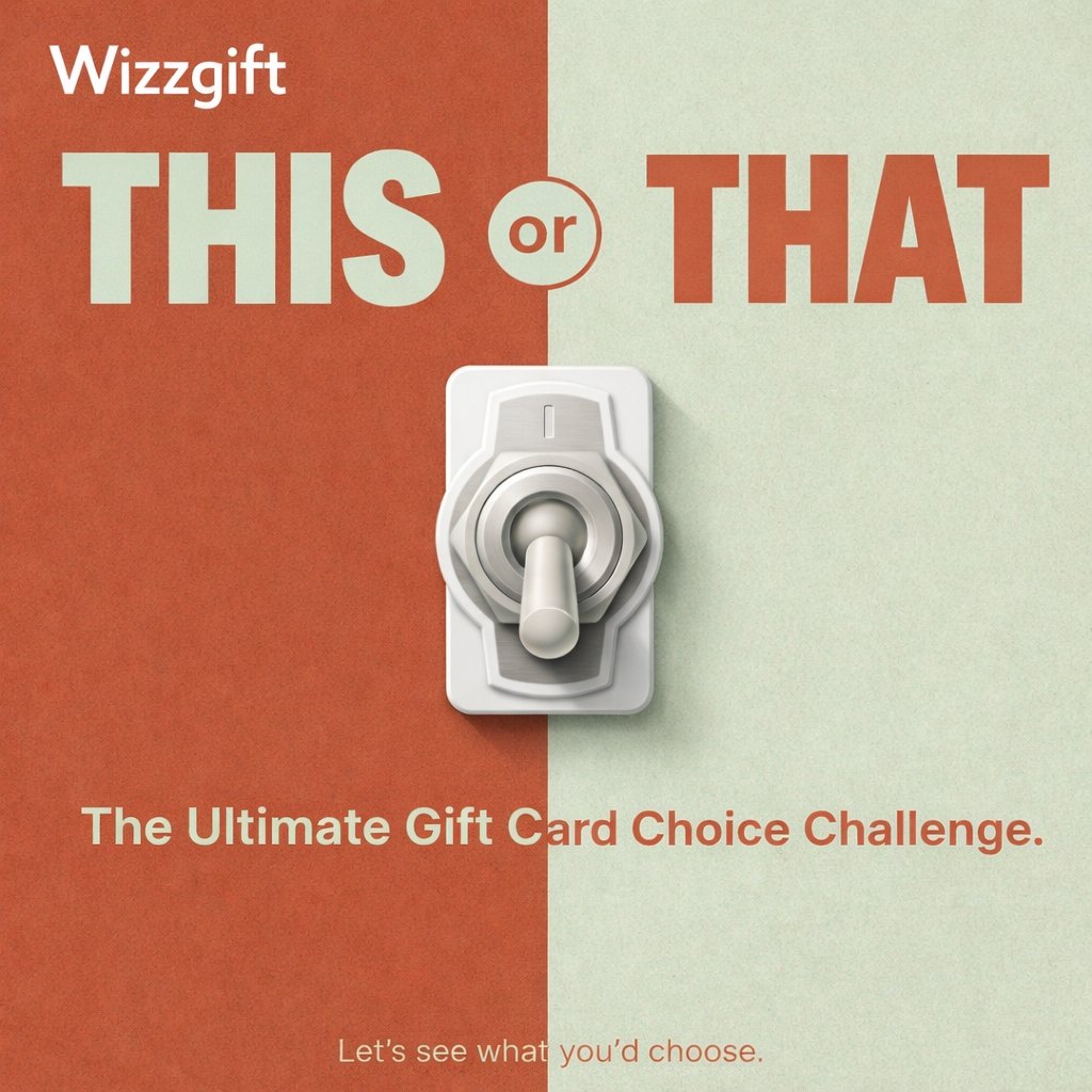 wizzgift's tweet image. This or That? 🎁

From coffee or restaurant, shopping or streaming, travel or gaming — Wizzgift has all your favorite gift cards.

Decode your choices and get rewarded! 💳

Claim your gift cards now 👉 : wizzgift.com

#GiftCards #DigitalRewards #CustomerLoyalty