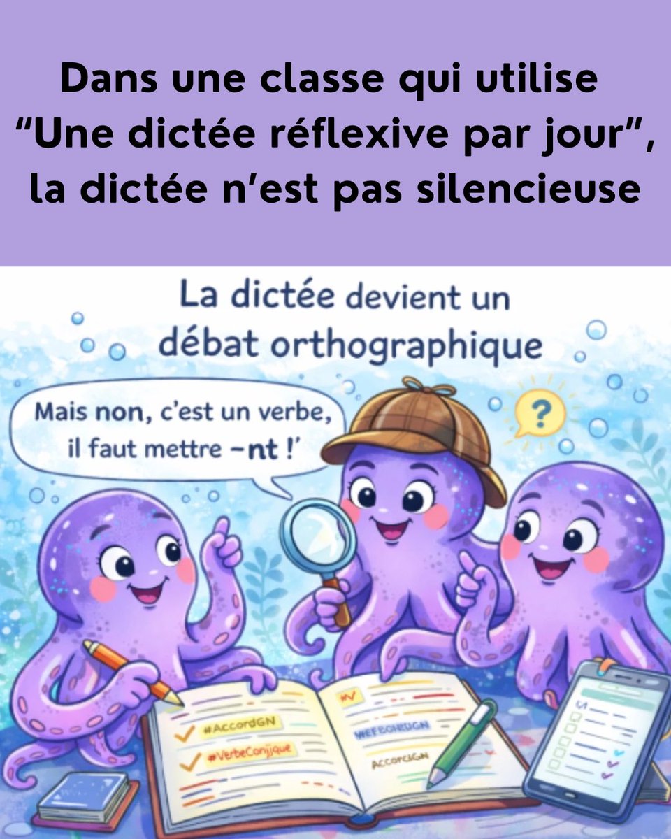 Isawatrinet's tweet photo. #OrthographeReflexive #cycle2 #Dictée
 En transformant la dictée en un défi collectif et collaboratif, on change radicalement le rapport à l'erreur. On n'est plus seul face à sa feuille, on est une équipe de chercheurs qui traque la logique de la langue française. @BelinEducation https://t.co/F1Rl4AU9TO