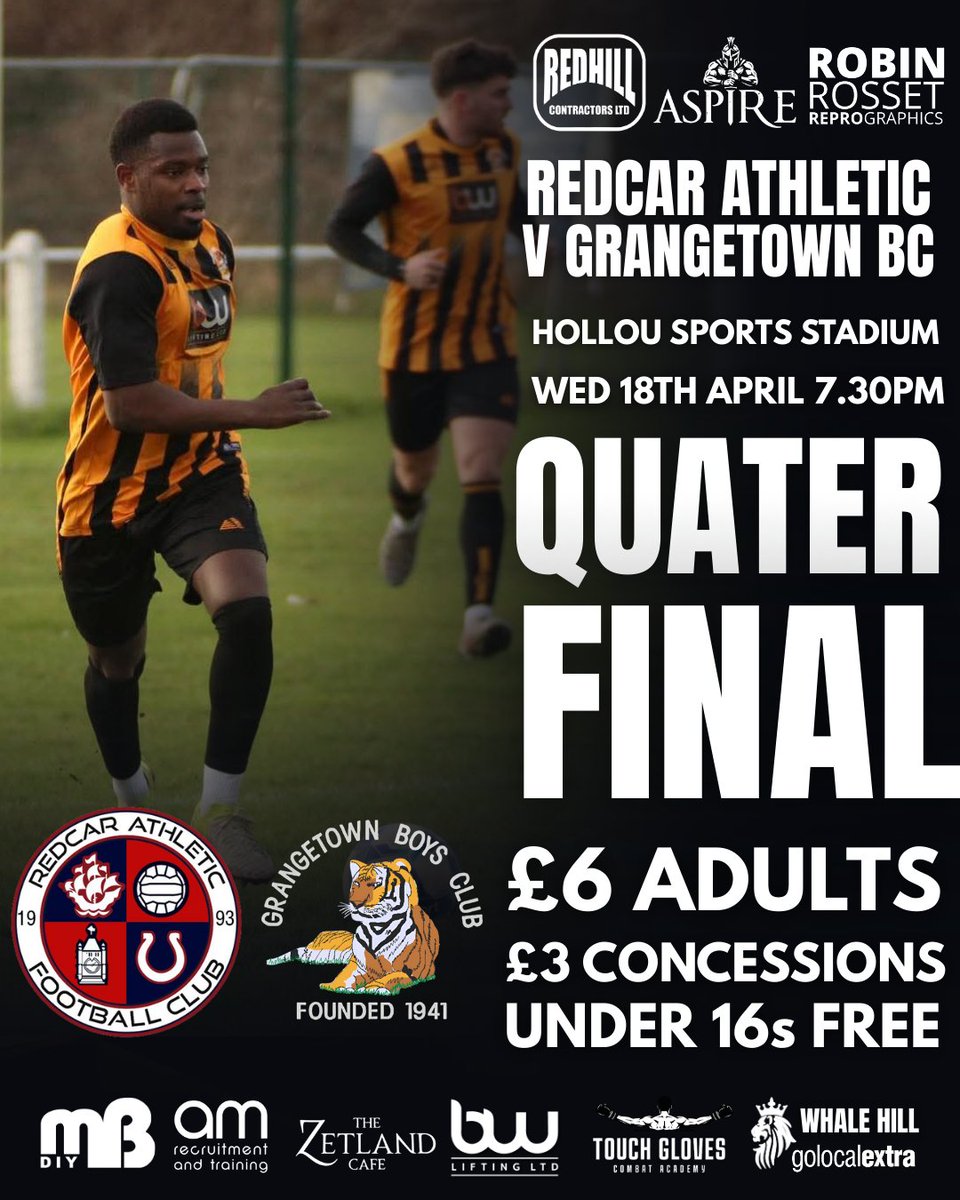 GrangetownBC's tweet photo. 🏆Up for the Cup! Tomorrow we travel down the road to @redcarathleticf with the winner set to face @bororangers away in the Semis. Can Boysie pull off another upset? Find out Wednesday night! https://t.co/x0XDhsEtWj