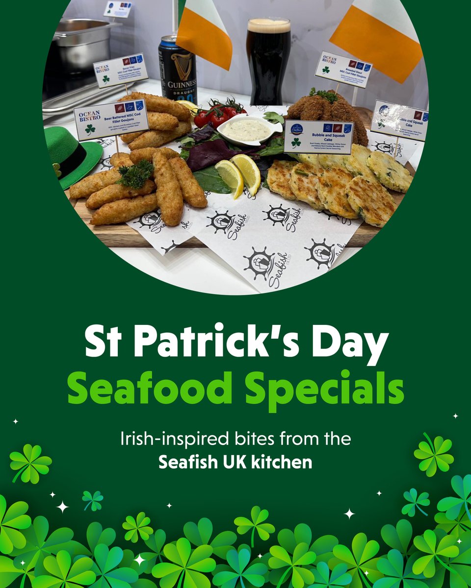 Seafishukltd's tweet photo. ☘️ St Patrick’s Day Throwback… with a Seafish UK twist! 🇮🇪🐟

This time last year we were celebrating St Patrick’s Day while exhibiting at the @IFE_Event, and we couldn’t resist bringing a little Irish inspiration to the stand.☘️
#StPatricksDay #SeafishUK https://t.co/SMfYFScCYp