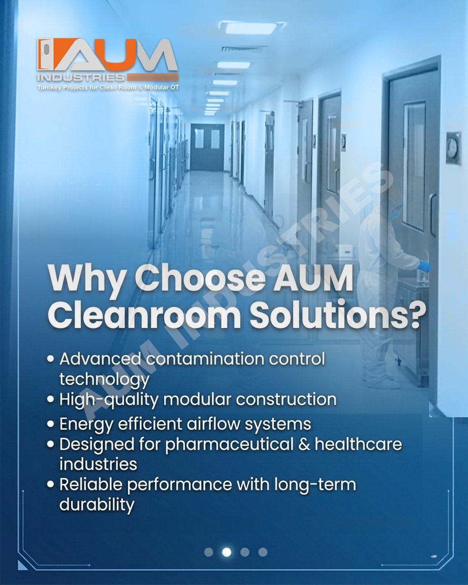 AumIndustries's tweet image. Advanced cleanroom technologies create highly controlled and sterile environments essential for pharmaceutical, healthcare, and laboratory industries. 

#CleanroomTechnology #CleanroomSolutions #ControlledEnvironment #SterileEnvironment #ContaminationControl #PharmaIndustry