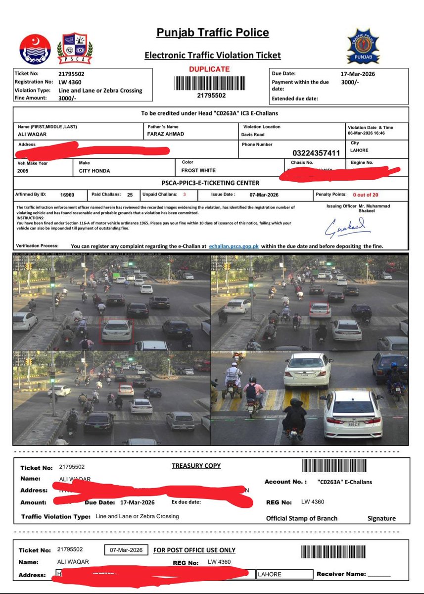 یہ میری گاڑی کی جعلی نمبر پلیٹ لگا کر شہر میں گھوم رہا ہے اس کے چلان مجھے موصول ہو رہے ہیں ۔ وارڈنز نے روکا انہیں معاملہ بتایا لیکن وہ آگے سے کھانے کو پڑتے ہیں،، سیف سٹی اور 15 پے بھی کال کرکے بتایا لیکن 
کوئی فائدہ نہیں ہوا
<a href="/CMComplaintCell/">Chief Minister’s Complaint Cell</a> <a href="/OfficialDPRPP/">Punjab Police Official</a> <a href="/PSCAsafecities/">Safe City</a>