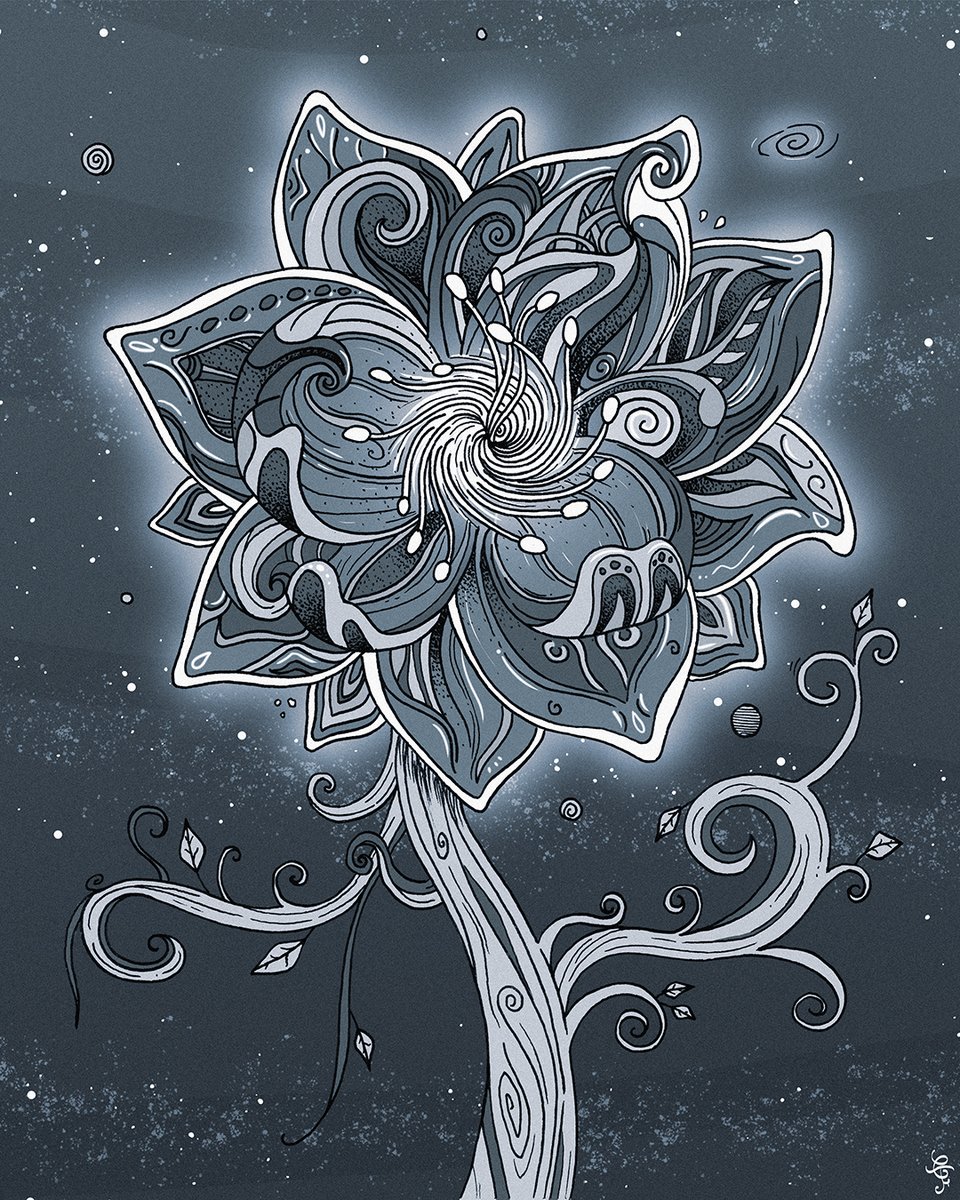 Bloom.

Something opens in the void.

#inkdrawing #digitalart #pulsartgraffic