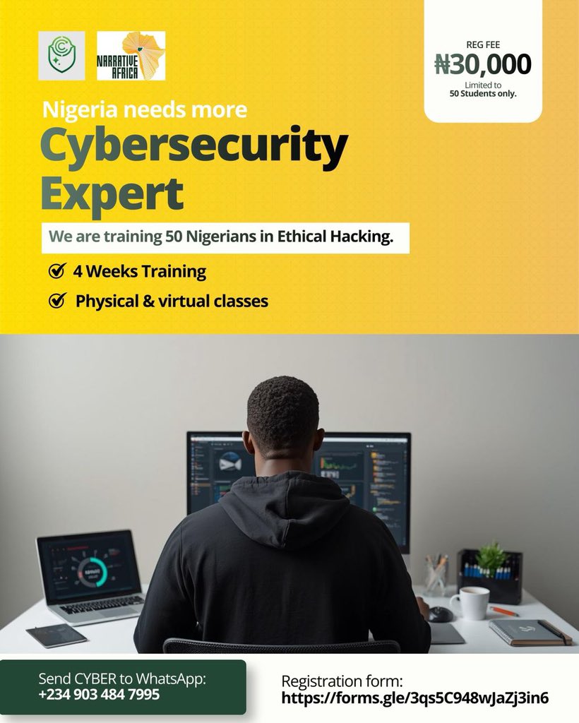 ekaetteudom01's tweet photo. Don’t wait. Opportunities are limited ⏳
Register now: https://t.co/v691gMm6Y6 https://t.co/Xjr4smvVNz