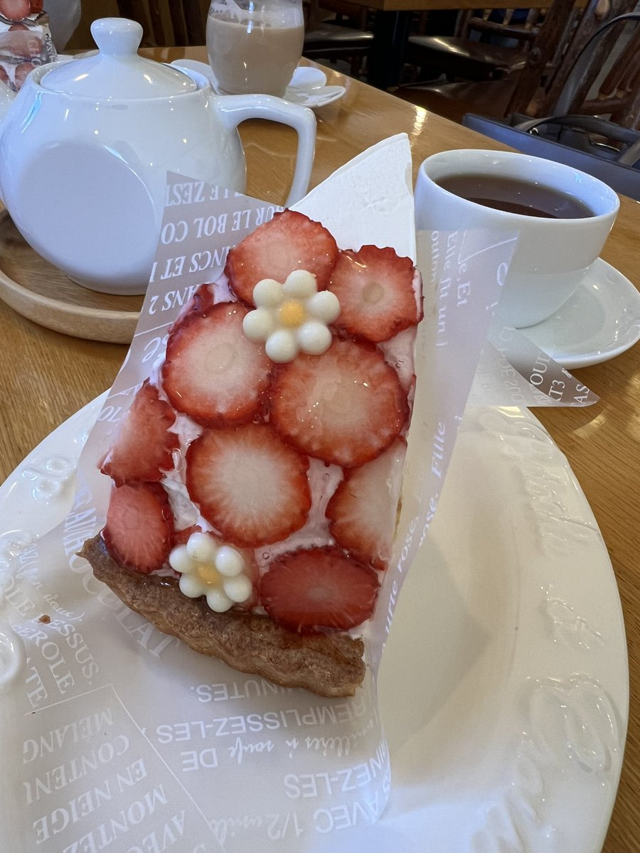 tomomy72pf's tweet photo. 可愛いケーキいただきながら野中先生と次年度の打ち合わせ🍰🍓🫖🌼 https://t.co/2k03NHsyzR