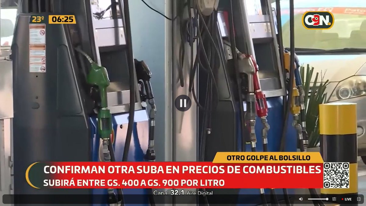 Nuevo golpe al bolsillo. Confirman otro aumento en los combustibles desde hoy. El reajuste en general ya supera los Gs. 1.000 por litro. <a href="/C9NParaguay/">C9N Paraguay</a>