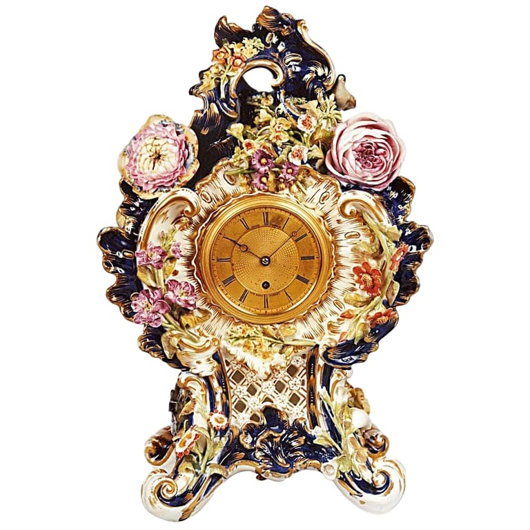 clockheritage's tweet photo. Feel springtime come to life with this #Victorian  #porcelain floral clock by Adam Thomson of #BondStreet #London https://t.co/AIBRvtTMwM https://t.co/rk0xIOIH5x