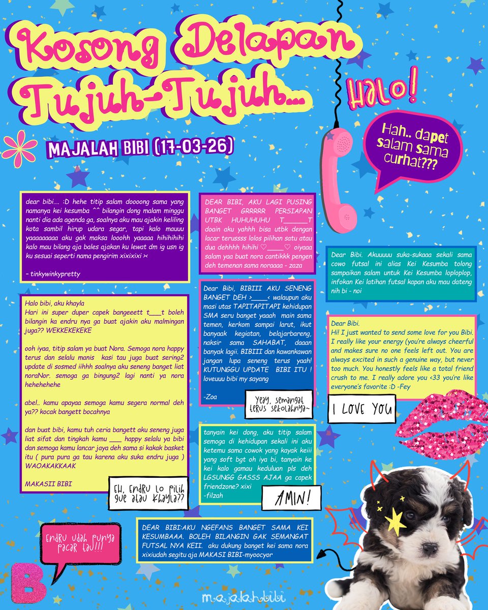 noaprile's tweet photo. ada salam dan curhat lo nggak? -B 💋
#majalahbibi 💘📞 https://t.co/Rn4d9W5rt7