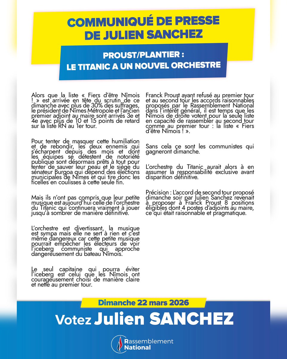 RN_gard's tweet image. 🚨 𝐏𝐫𝐨𝐮𝐬𝐭/𝐏𝐥𝐚𝐧𝐭𝐢𝐞𝐫 :
𝐋𝐞 𝐓𝐢𝐭𝐚𝐧𝐢𝐜 𝐚 𝐮𝐧 𝐧𝐨𝐮𝐯𝐞𝐥 𝐨𝐫𝐜𝐡𝐞𝐬𝐭𝐫𝐞 

🖊️ Communiqué de @jsanchez_rn.